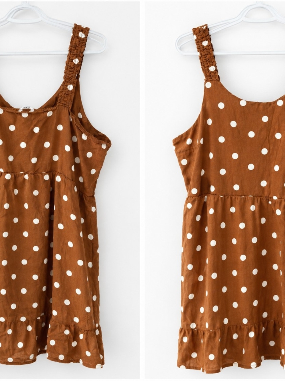 Penningtons Brown Polka Dot Sundress with Cream Dots